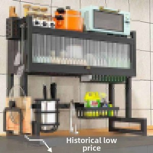 Étagère de rangement multifonctionnelle anti-poussière pour évier de cuisine avec égouttoir pour <span class=keywords><strong>vaisselle</strong></span> - Product Image 2