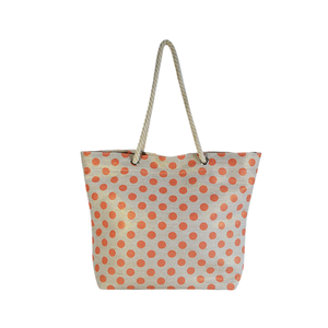 Sacs en jute classiques avec poignée en cuir teint sur mesure pour femmes, imprimé à pois blancs, vente en gros par un vendeur de confiance - Product Image 1