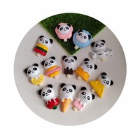 Abalorios de resina planos con diseño de panda kawaii para accesorios centrales de pinzas para el pelo, dijes para fundas de teléfono DIY, adornos para scrapbooking