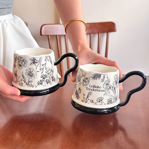 Tazas de Café de Cerámica Francesas Modernas, Tazas Desechables para Fiestas, Tazas de Alta Gama para Té de la Tarde y Desayuno con Leche, Novedad 2025 - Product Image 1