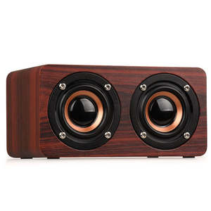 スクエアバンブーラウド木製ポータブルBoomboxサウンド機器ミニアンプ強力ベースDJワイヤレスプロフェッショナルパーティースピーカー - Product Image 1