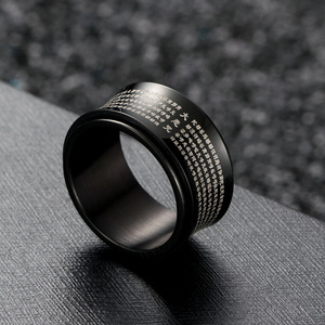 Cross-border best-selling Chinese style <b>titanium</b> steel rotating <b>ring</b>, Great Compassion rotating prayer stainless steel thumb rin - Product Image 3