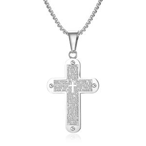 <b>Cross</b> Scripture Titanium Steel Necklace Stainless Steel <b>Cross</b> Pendant Unisex Everyday Wear Gold Black Silver <b>Chain</b> - Product Image 5