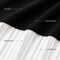 Robe en tricot noire pour femme avec bordure contrastante, manches courtes, col rond, mini, marque privée, vente en gros