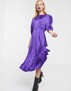 <span class=keywords><strong>Abiti</strong></span> viola KY <span class=keywords><strong>da</strong></span> donna eleganti <span class=keywords><strong>da</strong></span> festa in seta a collo alto con mezza manica abbottonata dietro abito <span class=keywords><strong>da</strong></span> tè Midi - Product Image 5