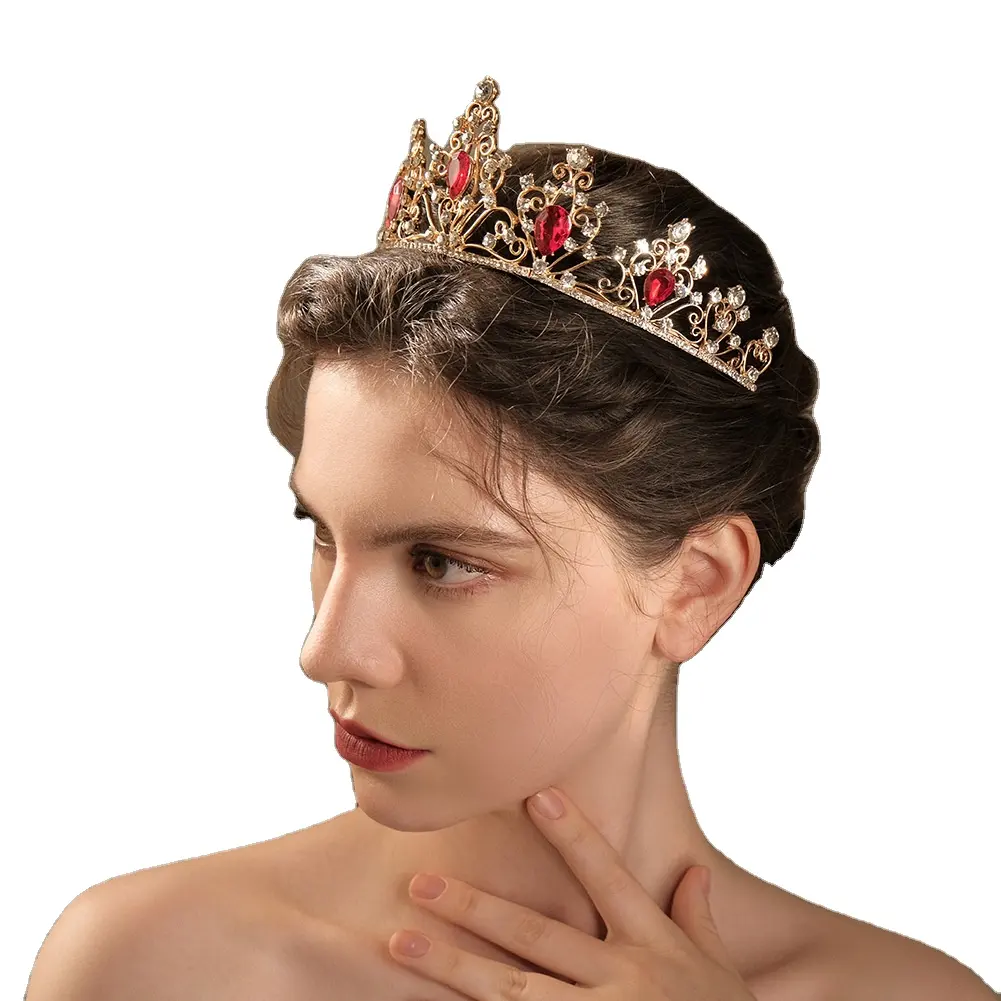 ヨーロッパとアメリカの古典的な高貴な王冠合金中空頭飾りモデリング写真ジュエリーウェディングドレス花嫁王冠
