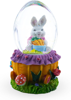 Panier de carottes de lapin de Pâques en résine fait à la main Globe d'eau Décoration de table à motifs d'animaux pour la fête de Pâques à la maison et au bureau au printemps