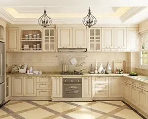 China hot sale luxury designs teak wood kitchen cabinets from China
