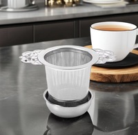 Infuseur en forme de fleur en acier inoxydable à double poignée Réutilisable en métal à mailles fines pour le thé en vrac Convient commodément aux tasses