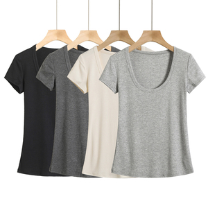 CNSHELL Basics cuello ancho sueltos deportes atléticos camisetas de mujer 95% rayón 5% Spandex camiseta <span class=keywords><strong>blanca</strong></span> en blanco - Product Image 3