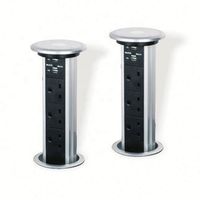 Prise de bureau escamotable de type britannique à 3 voies et 2 ports USB avec chargeur USB et lampe intégrés