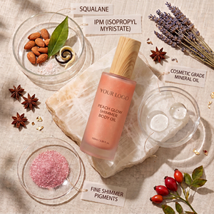 MLM customizable Organic Cruelty Free Shimmer Body Oil <b>Spray</b> Frosted Glass Bottle Floral Scent Glow Skin Care vegan body oil - Product Image 2