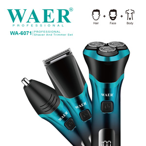 WAER Rasoir rotatif, tondeuse à cheveux, batterie au lithium rechargeable par USB, rasoir <span class=keywords><strong>électrique</strong></span> à trois lames pour la coupe du visage, des cheveux et du corps - Product Image 4