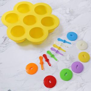 Moule de cuisson et de congélation en silicone à 7 compartiments avec poignée pour aliments pour bébés faits <span class=keywords><strong>maison</strong></span>, glaçons et œufs, et récipient de stockage - Product Image 4