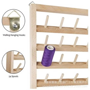 Wooden <b>Wall</b> Mounted Yarn Rack 54 Spool Thread <b>Storage</b> Organizer For Sewing Machine Bobbin Holder Rectangle Shape <b>Hanging</b> Type - Product Image 4