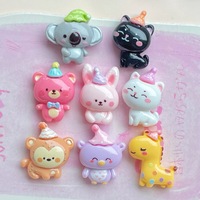Cabochons plats en résine d'animaux de dessin animé mignons, adorables mini embellissements chat, lapin, cochon, chien, ours pour coques de téléphone et fournitures de bricolage