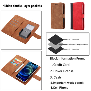 Custodia a portafoglio in pelle magnetica personalizzabile per <span class=keywords><strong>iPhone</strong></span> <span class=keywords><strong>11</strong></span> a 16E & 4SE <span class=keywords><strong>Cover</strong></span> ribaltabile antiurto con porta carte custodie per cellulare - Product Image 4