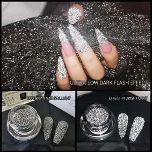 1 Caja de Polvo Brillante para Uñas con Diamantes Reflectantes, Microperlas Holográficas Plateadas, Gel de Cristal Deslumbrante, Pigmento para Manicura - Product Image 4