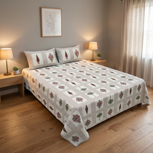 Parure de lit King Size en coton imprimé floral 500TC, écologique, non toxique, rafraîchissante et lavable, avec 2 taies d'oreiller réversibles pour la maison - Product Image 3