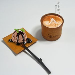 Bamboo Coffee Cup <b>Set</b> With Spoon And Plate Natural Or Carbonized For <b>Tea</b> And Coffee Serving - Product Image 1