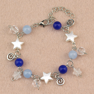 Bracelet vintage bleu Y2K perlé, au toucher doux et éclatant, idéal pour un cadeau, principalement en alliage. - Product Image 4