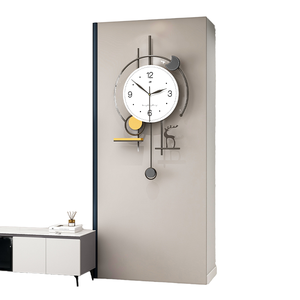 Reloj de Pared Decorativo Moderno y Lujoso Personalizado, Reloj de <span class=keywords><strong>Metal</strong></span> Grande y Elegante con Luces en las Esquinas, Diseño de Naturaleza Muerta para Sala de Estar - Product Image 2