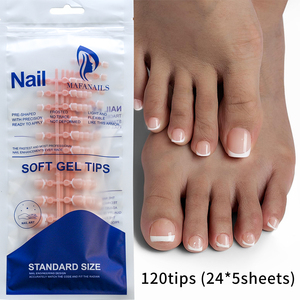 120 pièces Simple français <span class=keywords><strong>faux</strong></span> ongles <span class=keywords><strong>blanc</strong></span> bord rose court carré orteil ongles couverture complète <span class=keywords><strong>pied</strong></span> presse sur conseils pour femmes filles - Product Image 1