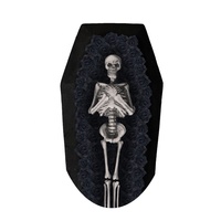Série Ghost : Sculpture réaliste en résine de squelette gothique et cercueil, peinte à la main, avec roses, décoration d'Halloween, taille personnalisée, pour photos de films/télévision