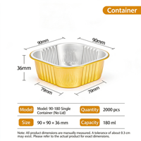 Moule à pâtisserie carré en aluminium de 180 ml pour pudding, gâteau au chocolat, cuisson au four ou à la friteuse à air