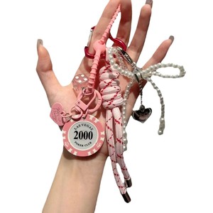 Cadena para llaves de bolso estilo coreano con lazo, colgante para teléfono, correa con dije de corazón, cuerda trenzada, decoración colgante para bolso, regalo de joyería - Product Image 3