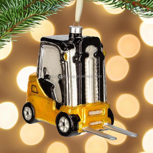 SPRING PLANTING Glass Forklift Figurine - Blown Glass Ornament for Holiday <b>Christmas</b> Tree Decoration - Product Image 3