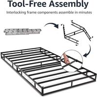 Sommier de lit en métal robuste de 4000 lb avec 6 pieds ronds, revêtement en tissu, silencieux, montage facile pour hôtels et écoles