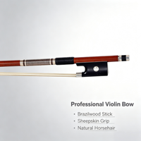 Archet de violon classique rond en bois de Brésil 4/4 taille pleine, accastillage en cuivre, fait main, qualité orchestrale