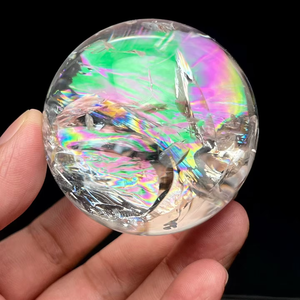 Esferas de cuarzo arcoíris naturales Cristal blanco <span class=keywords><strong>Asai</strong></span> Bola de cristal Piedra preciosa deslumbrante Mascota popular - Product Image 2
