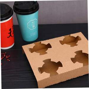 Bandeja <span class=keywords><strong>de</strong></span> Cartón Corrugado Desechable, Impermeable y Ecológica, Portavasos Plegable con Impresión Personalizada, <span class=keywords><strong>Cajas</strong></span> <span class=keywords><strong>para</strong></span> Llevar Café - Product Image 2