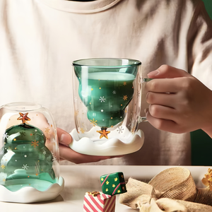 Taza de Vidrio Aislada de Doble Pared para Navidad, 300 ml, Transparente, Reutilizable, para Café, Té, Leche, Taza de Viaje, el Mejor Regalo - Product Image 4