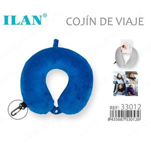 Cuscino da viaggio Ilan blu in viscoelastico per il supporto del collo durante viaggi in aereo o in auto - Product Image 3