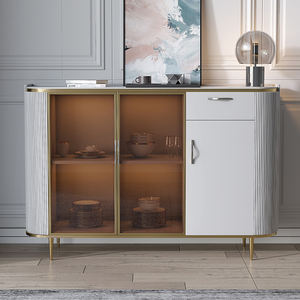 <span class=keywords><strong>Buffet</strong></span> moderne en bois massif avec portes en verre trempé, salle à manger et salon, utilisation hôtelière, meubles de maison - Product Image 2