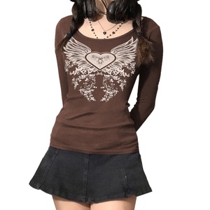 Camiseta estética Y2K Retro Fairy Grunge para mujer, manga larga, tejido de poliéster, estilo informal para la temporada de verano para otoño - Product Image 5