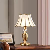 Lámpara de Escritorio de Cobre de Estilo Europeo Antiguo Retro Tradicional, con Brazo Flexible y Luz para el Cuidado de los Ojos, para Dormitorio, Sala de Estar, Estudio u Oficina