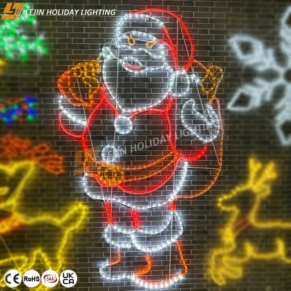 Décoration intérieure et extérieure led 2d Santa motif lumière pour éclairage d'ambiance festive