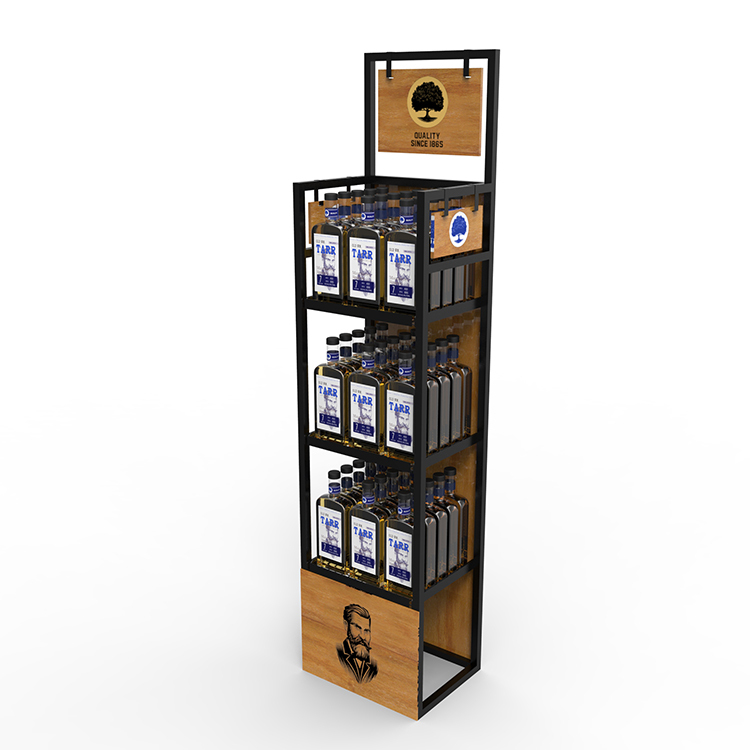 Customized Supermarket Wine Display Shelf Rack Liquor Display Rack Bottle Display Stand With Custom Logo — view 2