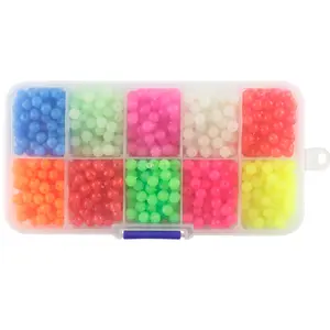 1000pcs Fishing Space Beans Luminous Round Float Balls Stopper Glow Rigging Beads Plastic Tackle Lure Accessories with Box