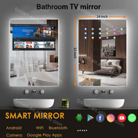 Hochwertiger Rechteckiger Touch-Schalter Moderner LED IP44 Badezimmerspiegel mit Intelligenter Touchscreen-TV-Funktion mit Bluetooth/WLAN/Android