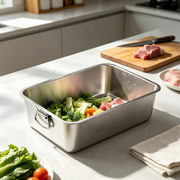 Bac alimentaire professionnel en acier inoxydable 304, à poignée profonde, poli, compatible lave-vaisselle, pour restauration rapide, hôtellerie et traiteur