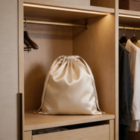 Sac à cordon en satin argenté de luxe avec impression de logo personnalisée en sérigraphie, pochette à bijoux pour emballage textile