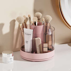 Pennello per trucco rotante rotondo a 360 gradi portapenne per scatola di immagazzinaggio <span class=keywords><strong>trasparente</strong></span> staccabile a 4 divisioni - Product Image 1