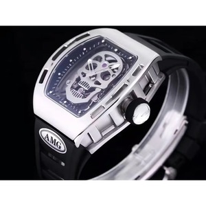 Limited Edition Custom 052 Ice-Polished Silver Tourbillon <b>Skeleton</b> Sapphire Crystal Men's <b>Automatic</b> Carbon Fiber Rubber - Product Image 1