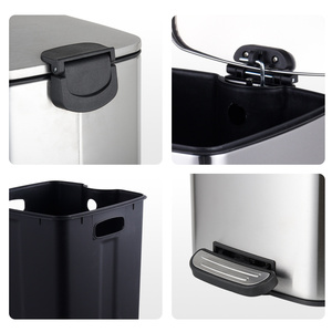 Poubelle à pédale carrée en acier inoxydable à fermeture douce de 6, 8, 12, 16, 20, 30, 40, 50, 60 litres pour cuisine et salle de bain - Product Image 5
