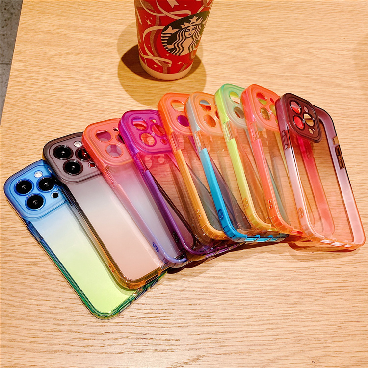 Модный чехол для мобильного телефона PINJUN с отверстием для защиты камеры 360 градиентные цвета для Iphone 6 7 8 Plus Xr Xs 11 12 13 Pro Max